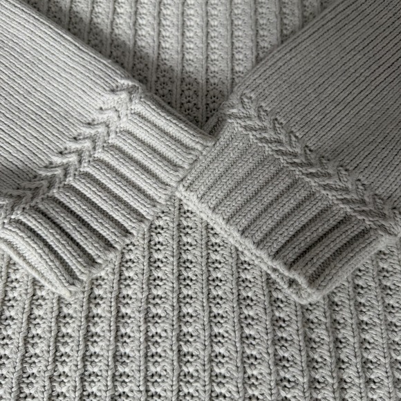 Tommy Bahama Cotton- Heavy Cable Knit Sweater Cream White Women's Sz L Full Zip - Picture 10 of 13